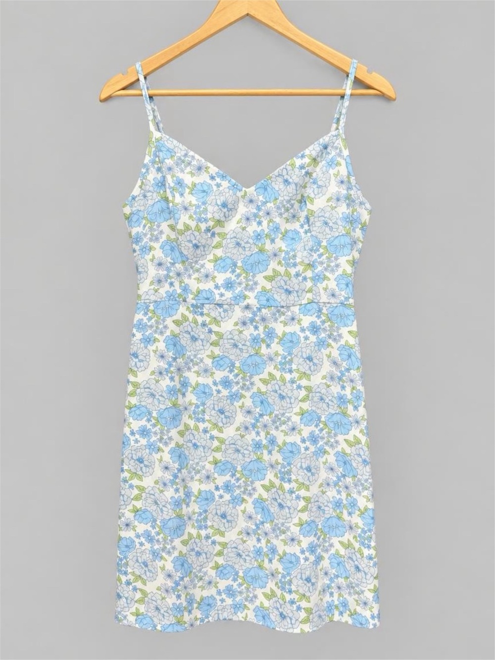 Hollister Blue Floral Spaghetti-Strap Mini Dress - M